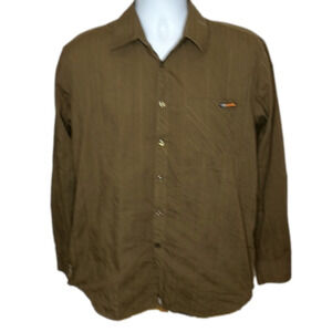 VOLCOM long sleeve, button down brown shirt, size medium, good condition